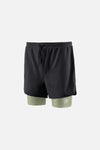 Layered Pocketed Trail Shorts, Black/Ash