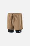Layered Pocketed Trail Shorts, Morel/Black
