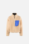 Cropped Wool Pile Fleece Jacket, Quartz-Cobalt Blue