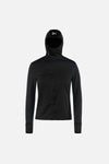 Hooded Fitted Grid Fleece, Black