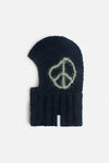 Hand Crochet Balaclava, Navy-Green Peace Sign