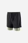 Layered Pocketed Trail Shorts, Black/Ash