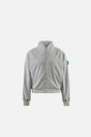 Reverse Brushed Full-Zip Fleece, Melange Grey