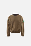 Reverse Brushed Crewneck Fleece, Melange Brown