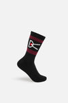 USA Cotton Socks, Black & Burgundy Stripe