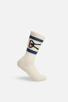 USA Cotton Socks, Cream & Indigo Stripe