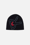 Merino Wool Beanie, Black/Red