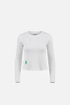 Fitted Long Sleeve Waffle T-Shirt, White