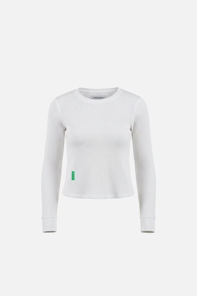 Fitted Long Sleeve Waffle T-Shirt, White – District Vision