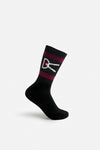 USA Cotton Socks, Black & Burgundy Stripe