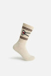 USA Cotton Socks, Cream & Brown Stripe