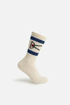 USA Cotton Socks, Cream & Indigo Stripe